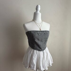 American Eagle Black and White Gingham Tube Top Women’s Size Medium